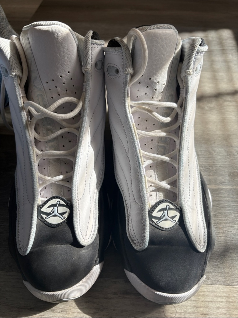 Jordan White and Blue Retro High-Top Sneakers